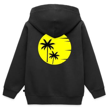 Sunset Palmen - Kinder Premium Organic Zip Hoodie - Schwarz - Hinten - AI Model Kid Male (0cm)