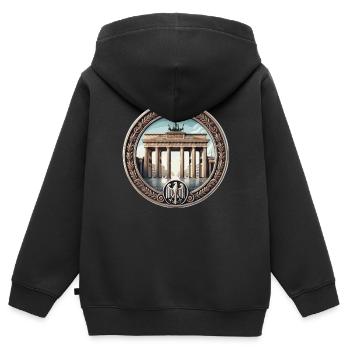Brandenburger Tor - Kinder Premium Organic Zip Hoodie - Schwarz - Hinten - AI Model Kid Male (0cm)