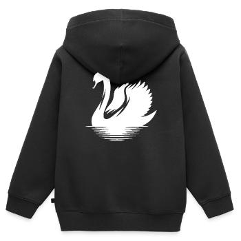 élégant cygne d’eau oiseau silhouette portrait - Sweat Premium à capuche zippé enfant bio - noir - Dos - AI Model Kid Male (0cm)