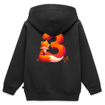 Children's design fox – Creative animal numbers - Kids Premium Organic Zip-up Hoodie - black - Back - AI Model Kid Male (0cm)