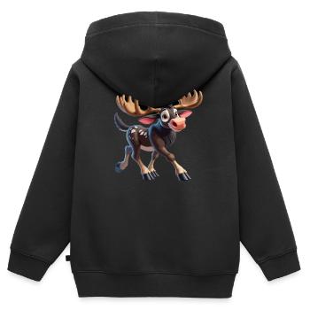 Orignal joyeux - Sweat Premium à capuche zippé enfant bio - noir - Dos - AI Model Kid Male (0cm)