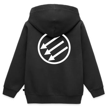 Tournage de Pfeile - Sweat Premium à capuche zippé enfant bio - noir - Dos - AI Model Kid Male (0cm)