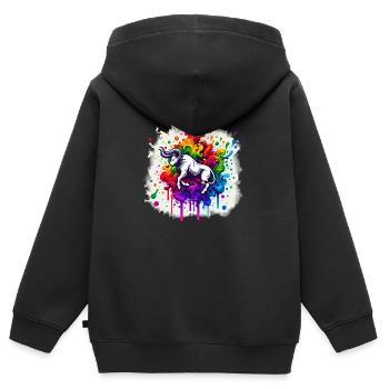 Zodiac: Stier - Kinder Premium Organic Zip Hoodie - Schwarz - Hinten - AI Model Kid Male (0cm)