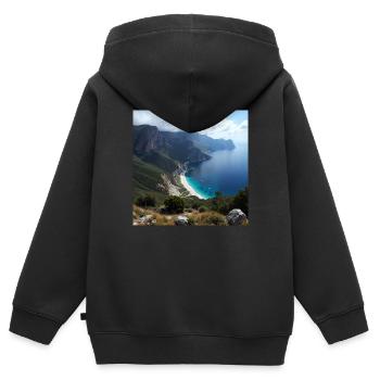 Paysage - Sweat Premium à capuche zippé enfant bio - noir - Dos - AI Model Kid Male (0cm)