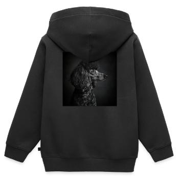 Animaux noirs - Caniche noir - Sweat Premium à capuche zippé enfant bio - noir - Dos - AI Model Kid Male (0cm)