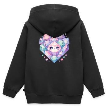 Cristaux - Sweat Premium à capuche zippé enfant bio - noir - Dos - AI Model Kid Male (0cm)