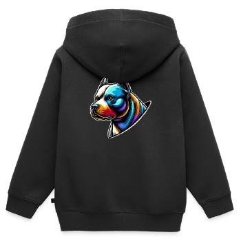 Bouledogue - Sweat Premium à capuche zippé enfant bio - noir - Dos - AI Model Kid Male (0cm)