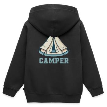 zelt comic - Kinder Premium Organic Zip Hoodie - Schwarz - Hinten - AI Model Kid Male (0cm)