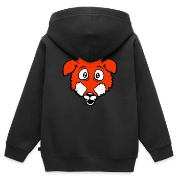 Fuchs Große Augen Erschrocken Glücklich Angst Cool - Kinder Premium Organic Zip Hoodie - Schwarz - Hinten - AI Model Kid Male (0cm)