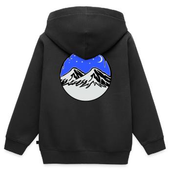 Ciel étoilé montagnes - Sweat Premium à capuche zippé enfant bio - noir - Dos - AI Model Kid Male (0cm)