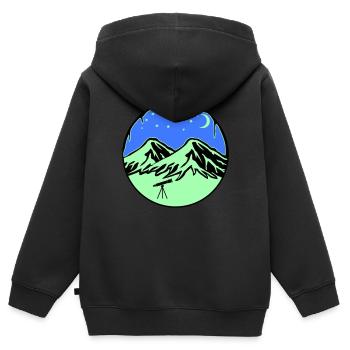 Télescope des montagnes du ciel étoilé - Sweat Premium à capuche zippé enfant bio - noir - Dos - AI Model Kid Male (0cm)
