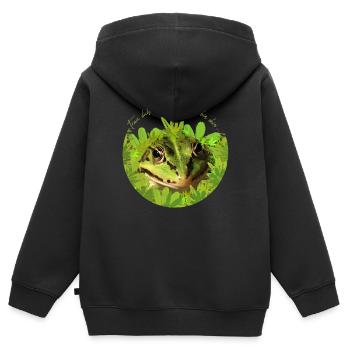 Grenouille Prince Roi Embrasse-Moi - Sweat Premium à capuche zippé enfant bio - noir - Dos - AI Model Kid Male (0cm)