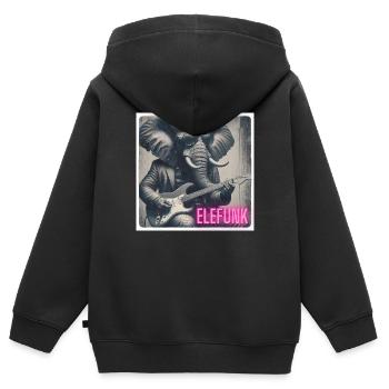 Elefant mit Anzug und Gitarre - Kinder Premium Organic Zip Hoodie - Schwarz - Hinten - AI Model Kid Male (0cm)