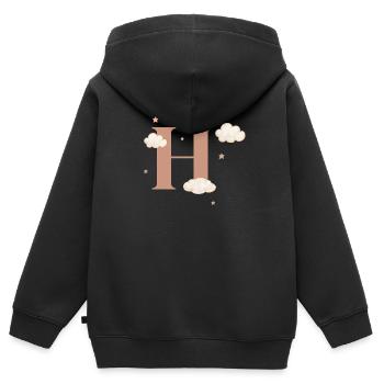 Buchstabe h bewölkt Sterne - Kinder Premium Organic Zip Hoodie - Schwarz - Hinten - AI Model Kid Male (0cm)