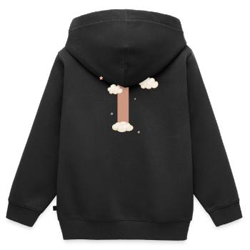 Buchstabe i bewölkt Sterne - Kinder Premium Organic Zip Hoodie - Schwarz - Hinten - AI Model Kid Male (0cm)