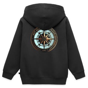 Kompass Nicht alle, die umherwandern, sind verloren - Kinder Premium Organic Zip Hoodie - Schwarz - Hinten - AI Model Kid Male (0cm)