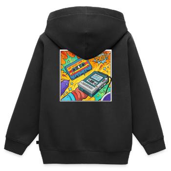 90s vibes: Walkman cult in comic look - Kids Premium Organic Zip-up Hoodie - black - Back - AI Model Kid Male (0cm)