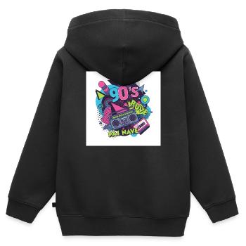 90s vibes: Walkman, cassette and co. - Kids Premium Organic Zip-up Hoodie - black - Back - AI Model Kid Male (0cm)