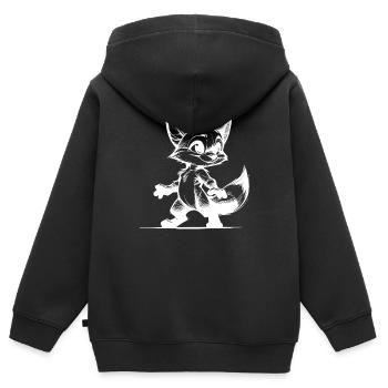 Clever Fox Sly Fox Croquis de dessin - Sweat Premium à capuche zippé enfant bio - noir - Dos - AI Model Kid Male (0cm)