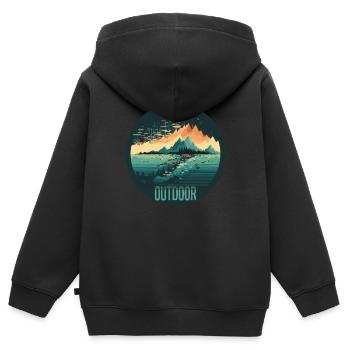 Outdoor - Kinder Premium Organic Zip Hoodie - Schwarz - Hinten - AI Model Kid Male (0cm)