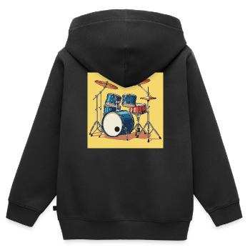 Das Schlagzeug: Rhythmus im Blut - Kinder Premium Organic Zip Hoodie - Schwarz - Hinten - AI Model Kid Male (0cm)