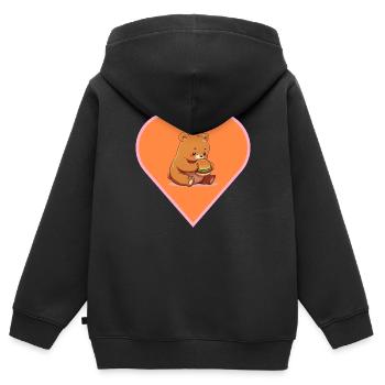 Bjørn liebt Burger - Kinder Premium Organic Zip Hoodie - Schwarz - Hinten - AI Model Kid Male (0cm)