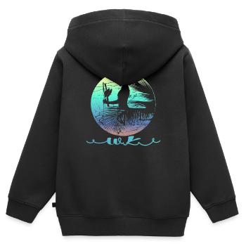 WK Surf femme de rêve - Sweat Premium à capuche zippé enfant bio - noir - Dos - AI Model Kid Male (0cm)
