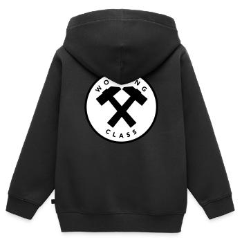 Classe ouvrière - Sweat Premium à capuche zippé enfant bio - noir - Dos - AI Model Kid Male (0cm)