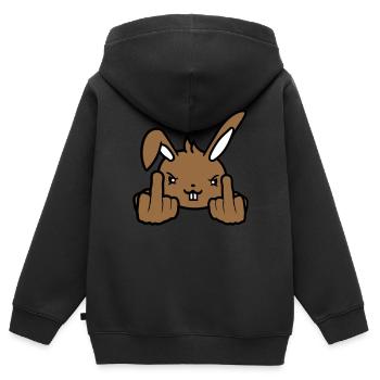 Hase Mittelfinger Zeigen Böse Frech Beleidigend - Kinder Premium Organic Zip Hoodie - Schwarz - Hinten - AI Model Kid Male (0cm)