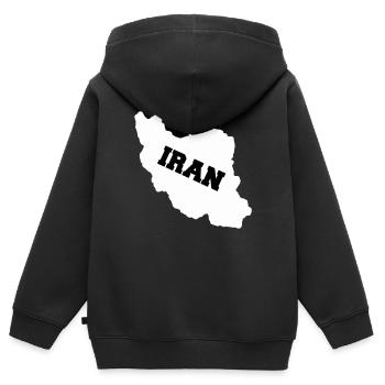 Iran - Sweat Premium à capuche zippé enfant bio - noir - Dos - AI Model Kid Male (0cm)