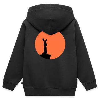 Lapin Lune Falaise Montagne Nuit Ronde Soleil Peeps Stands - Sweat Premium à capuche zippé enfant bio - noir - Dos - AI Model Kid Male (0cm)