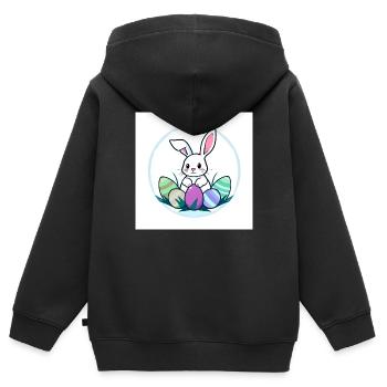 Ei, Ei, Osterzeit! - Kinder Premium Organic Zip Hoodie - Schwarz - Hinten - AI Model Kid Male (0cm)