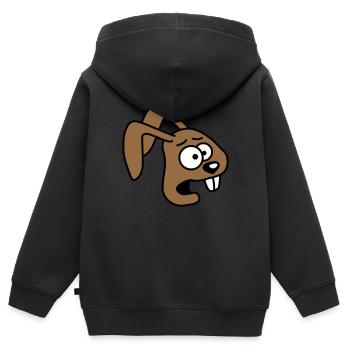 Hase entsetzt ängstlich verzweifelt verwirrt Cool - Kinder Premium Organic Zip Hoodie - Schwarz - Hinten - AI Model Kid Male (0cm)