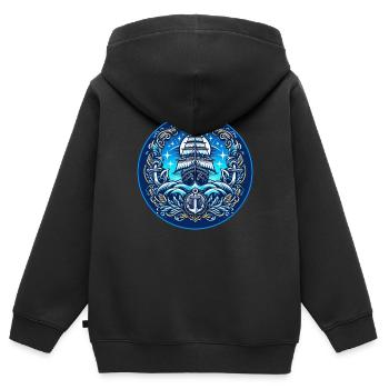 Segelschiff - Kinder Premium Organic Zip Hoodie - Schwarz - Hinten - AI Model Kid Male (0cm)