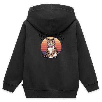 Feline Fine – Chat Sunset Rétro - Sweat Premium à capuche zippé enfant bio - noir - Dos - AI Model Kid Male (0cm)