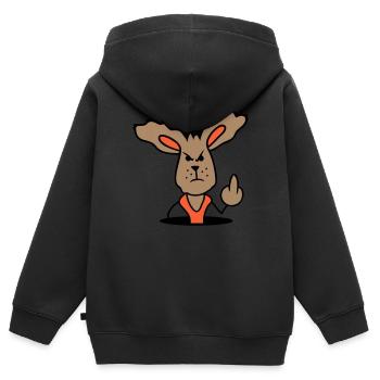 Hase Mittelfinger Zeigen Böse Frech Beleidigend - Kinder Premium Organic Zip Hoodie - Schwarz - Hinten - AI Model Kid Male (0cm)