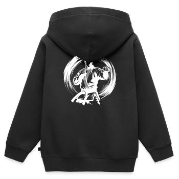 Asiatische Kampfkunst Selbstverteidigung Karate - Kinder Premium Organic Zip Hoodie - Schwarz - Hinten - AI Model Kid Male (0cm)