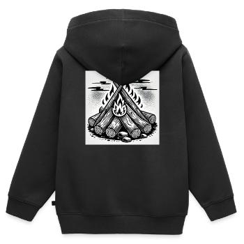 Flame Play in Comic Style: Campfire Art - Kids Premium Organic Zip-up Hoodie - black - Back - AI Model Kid Male (0cm)
