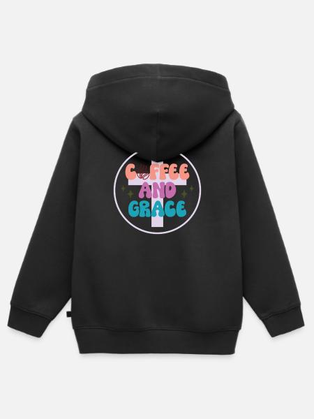 Kaffee & Gnade - Kinder Premium Organic Zip Hoodie - Schwarz