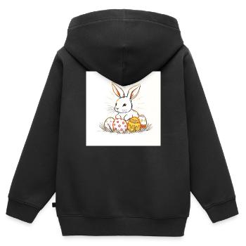 Kunterbuntes Osterfest - Kinder Premium Organic Zip Hoodie - Schwarz - Hinten - AI Model Kid Male (0cm)