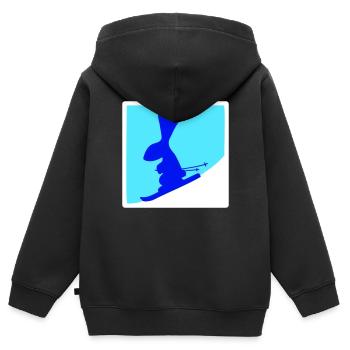 lapin ski lapin ski hiver ski neige - Sweat Premium à capuche zippé enfant bio - noir - Dos - AI Model Kid Male (0cm)