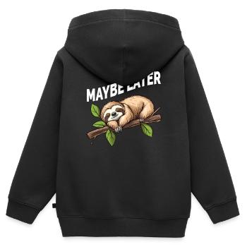Funny Sloth Maybe Later - Kids Premium Organic Zip-up Hoodie - black - Back - AI Model Kid Male (0cm)