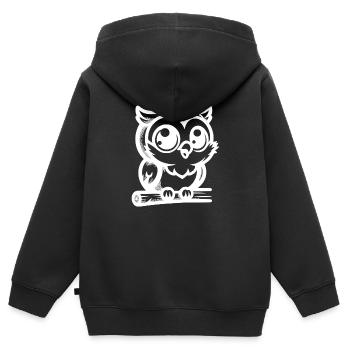 Kinderfreundliche Cartoon Eule mit großen Augen - Kinder Premium Organic Zip Hoodie - Schwarz - Hinten - AI Model Kid Male (0cm)