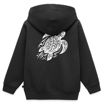 Une puissante tortue du Pacifique rencontre une créature tribale - Sweat Premium à capuche zippé enfant bio - noir - Dos - AI Model Kid Male (0cm)