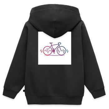 Puls hoch, Reifen runter – Mountainbike pur - Kinder Premium Organic Zip Hoodie - Schwarz - Hinten - AI Model Kid Male (0cm)
