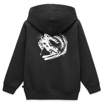 Skifahrer in voller Fahrt auf Pulverschnee Piste - Kinder Premium Organic Zip Hoodie - Schwarz - Hinten - AI Model Kid Male (0cm)
