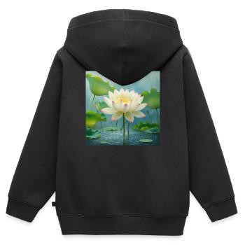 Lotus blossom - Kids Premium Organic Zip-up Hoodie - black - Back - AI Model Kid Male (0cm)