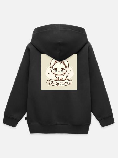 Süßes Häschen Comic - Kinder Premium Organic Zip Hoodie - Schwarz