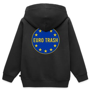 Euro-Müll - Kinder Premium Organic Zip Hoodie - Schwarz - Hinten - AI Model Kid Male (0cm)