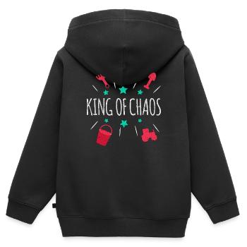 King of Chaos - Kinder Premium Organic Zip Hoodie - Schwarz - Hinten - AI Model Kid Male (0cm)